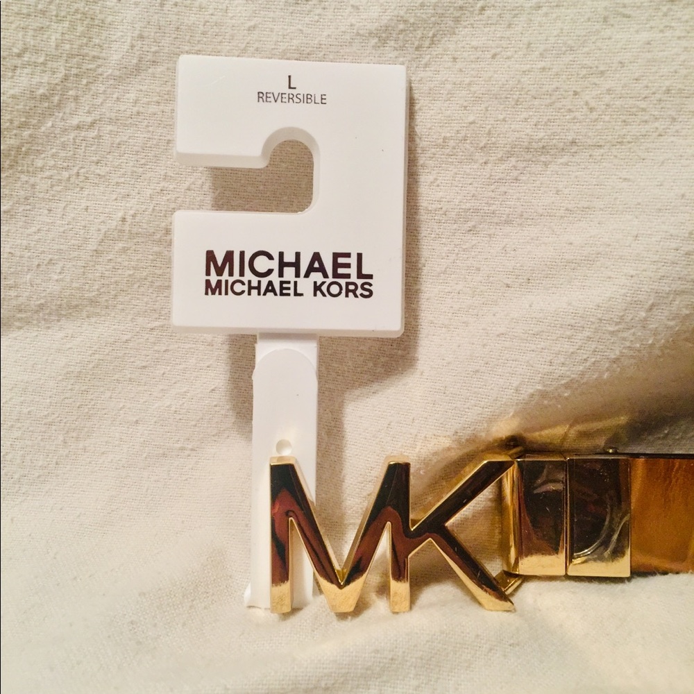 Michael Kors Reversible Belt Tan/green